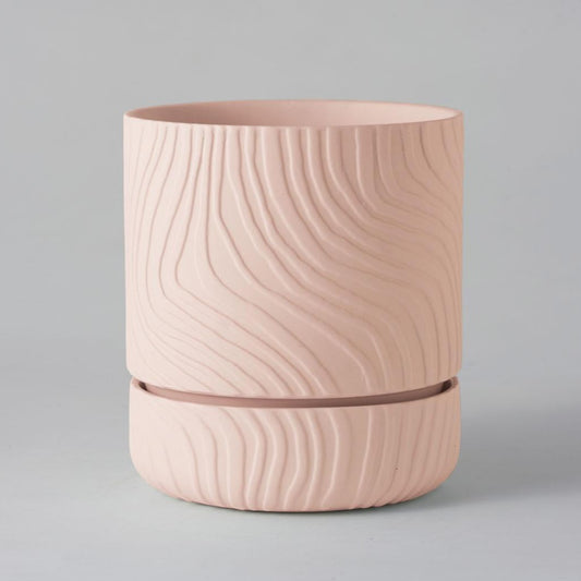 Abstract Relief Plant Pot - Soft Pink