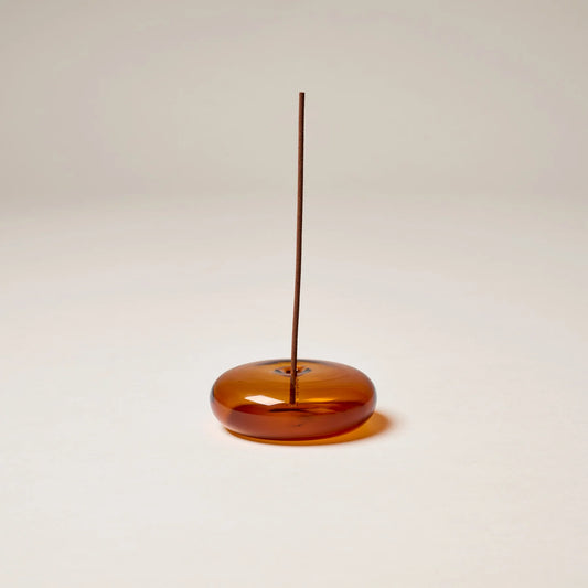 Amber Glass Incense Holder