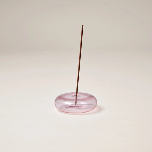 Pink Glass Incense Holder