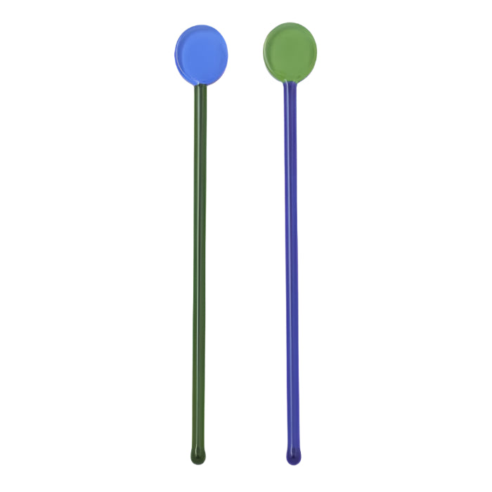 Holiday Glass Stirrers⎮Green+Blue⎮S/2