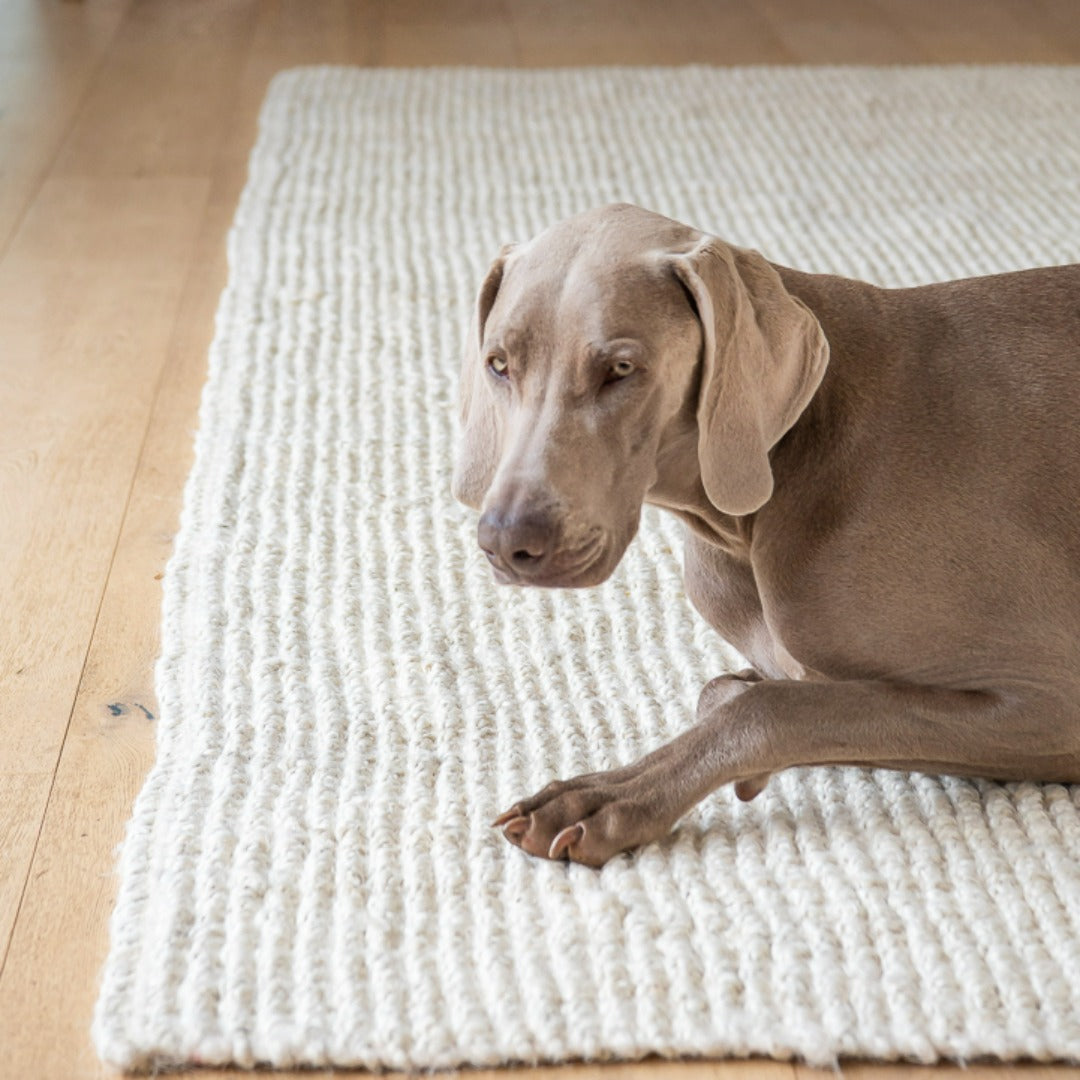 Boucle weave jute white runner